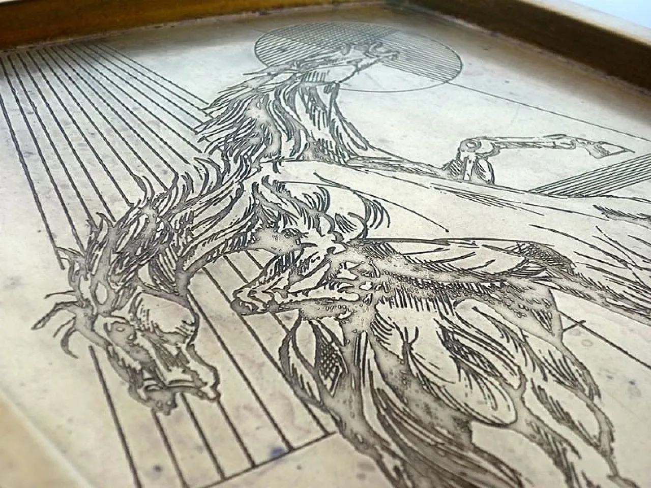 Vassoio Horse Mid-Century in ottone di Remo Bombardieri, anni '60 6