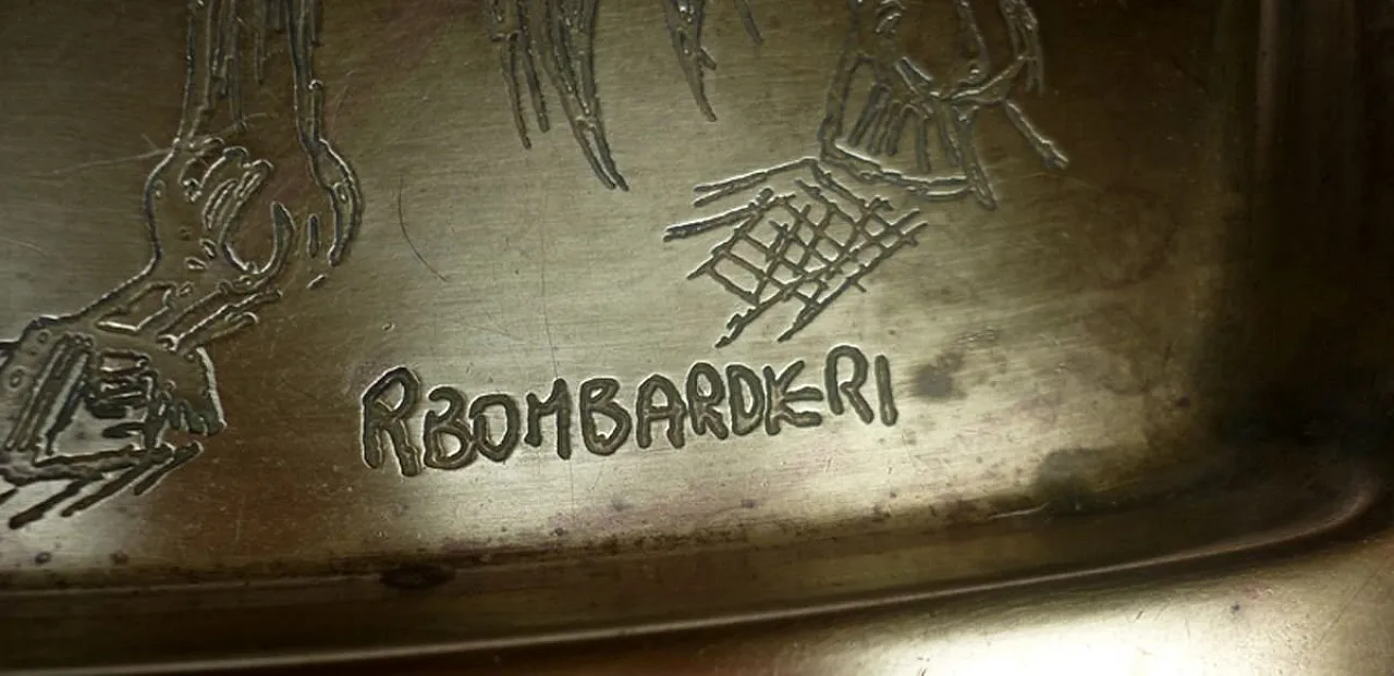 Vassoio Horse Mid-Century in ottone di Remo Bombardieri, anni '60 8