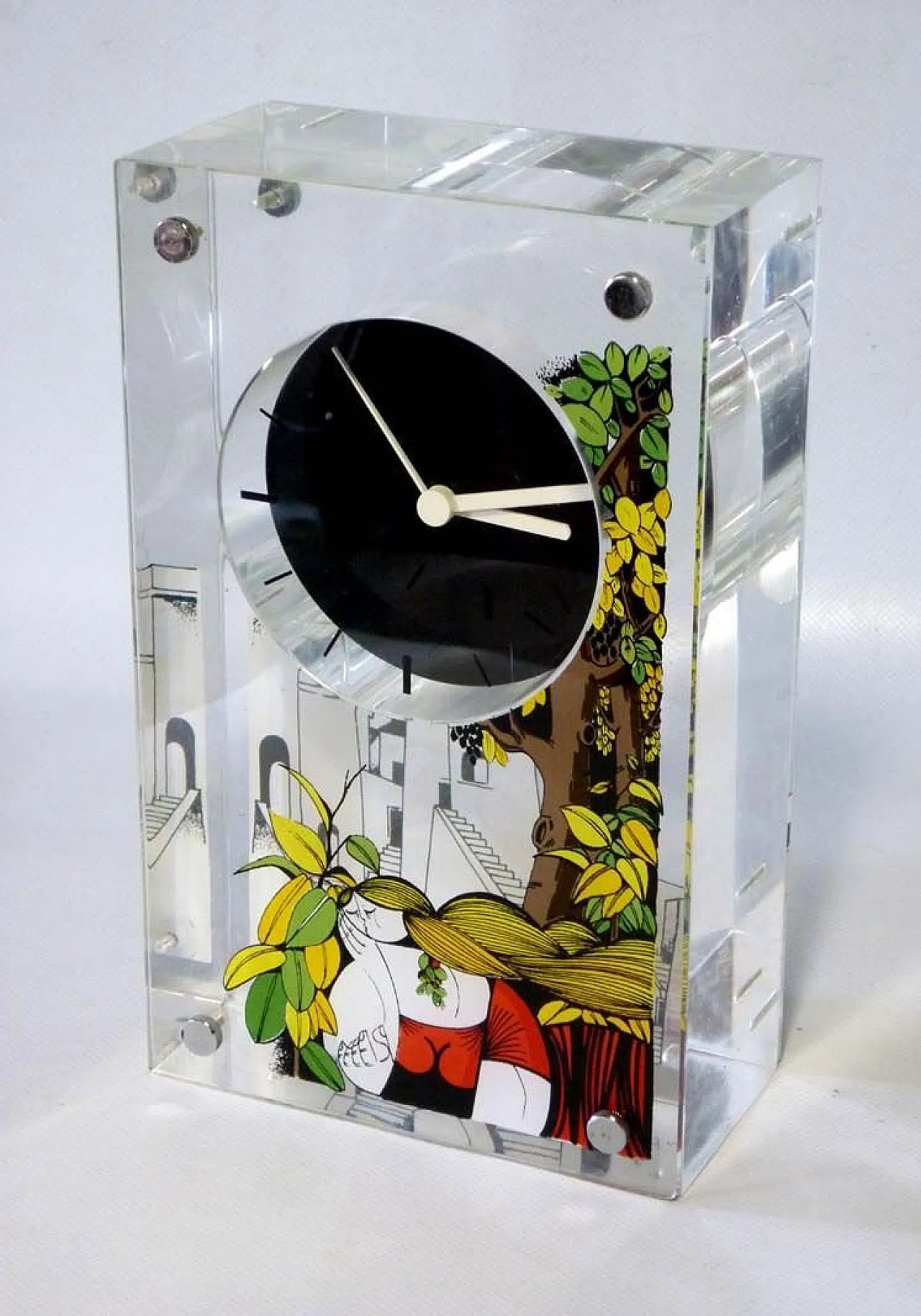 Acrylic glass clock by Aldo Lanciano, 1980s 1