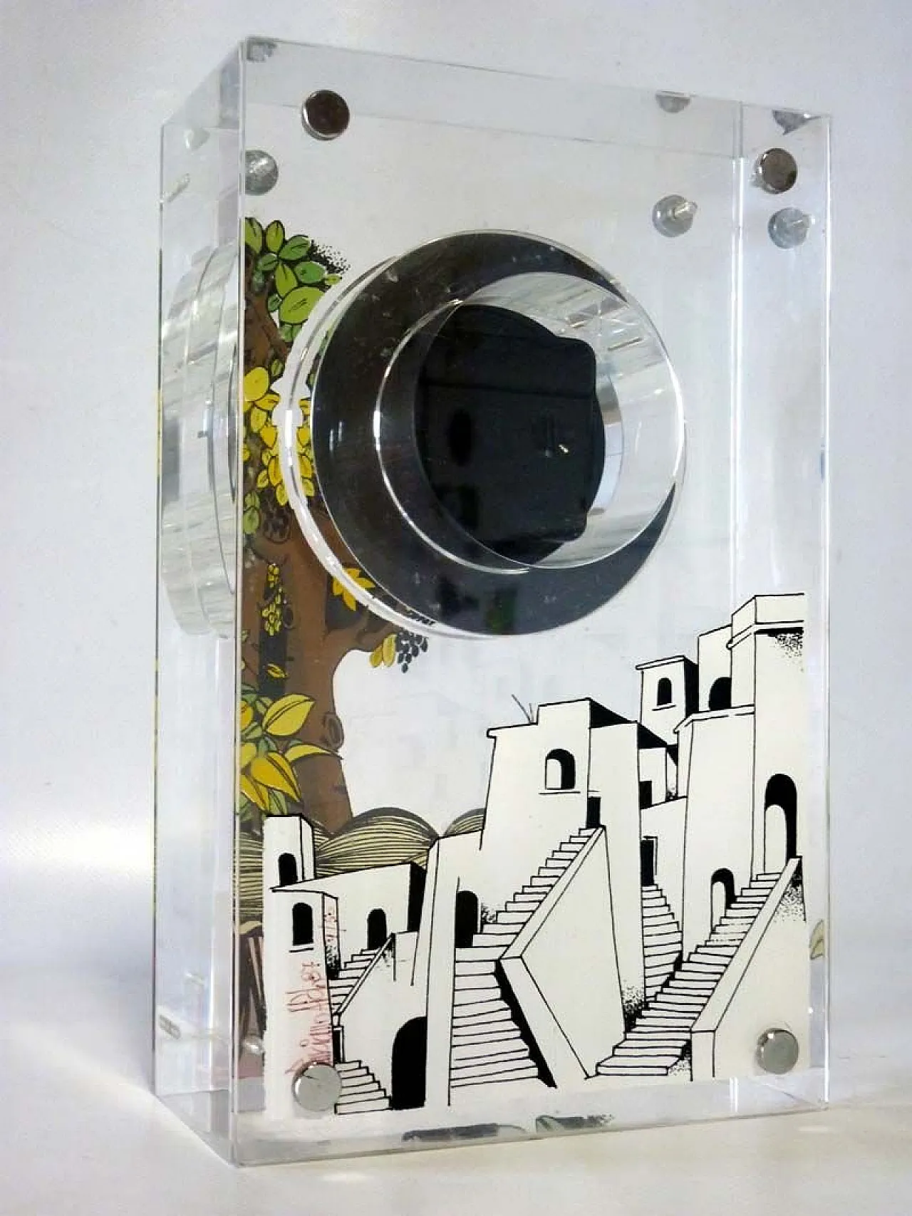 Acrylic glass clock by Aldo Lanciano, 1980s 3