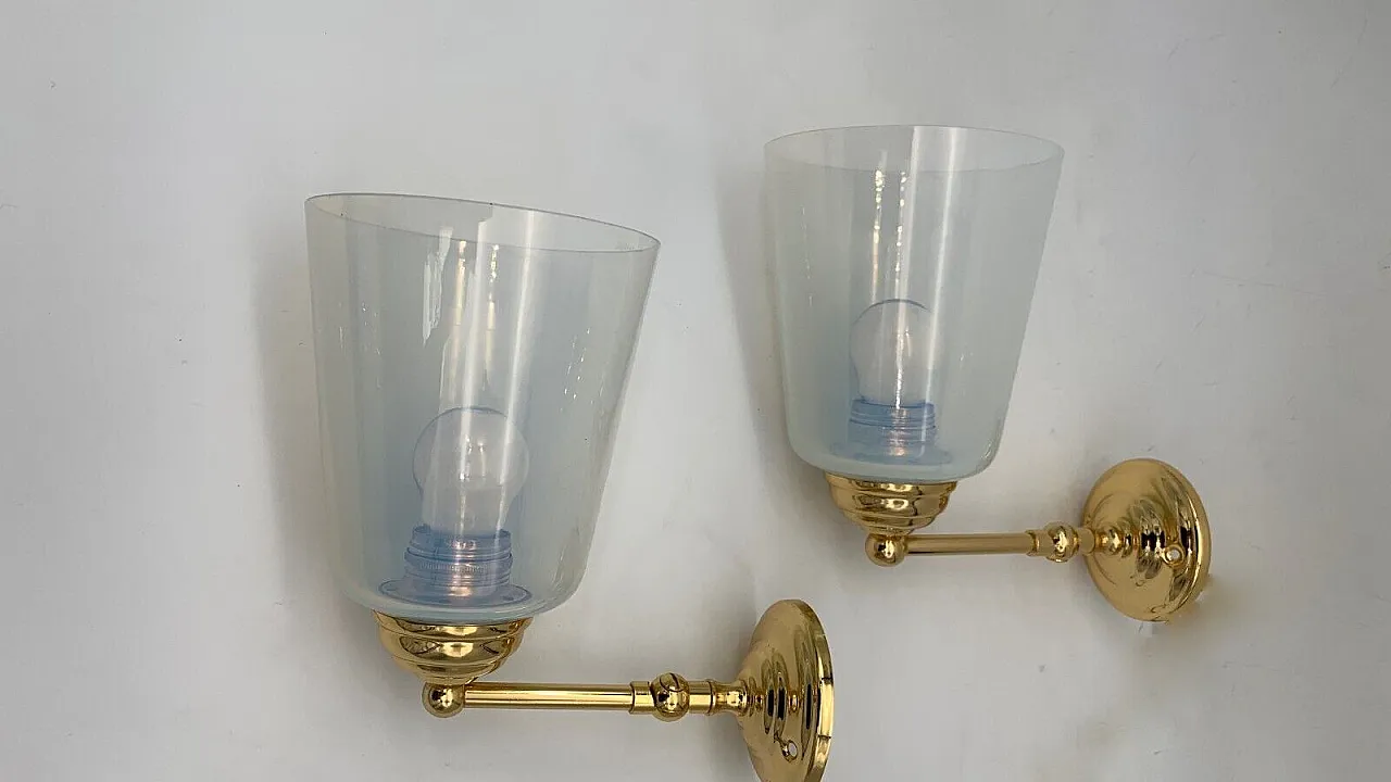 Coppia di applique di Seguso in vetro soffiato di Murano, fine '900 1