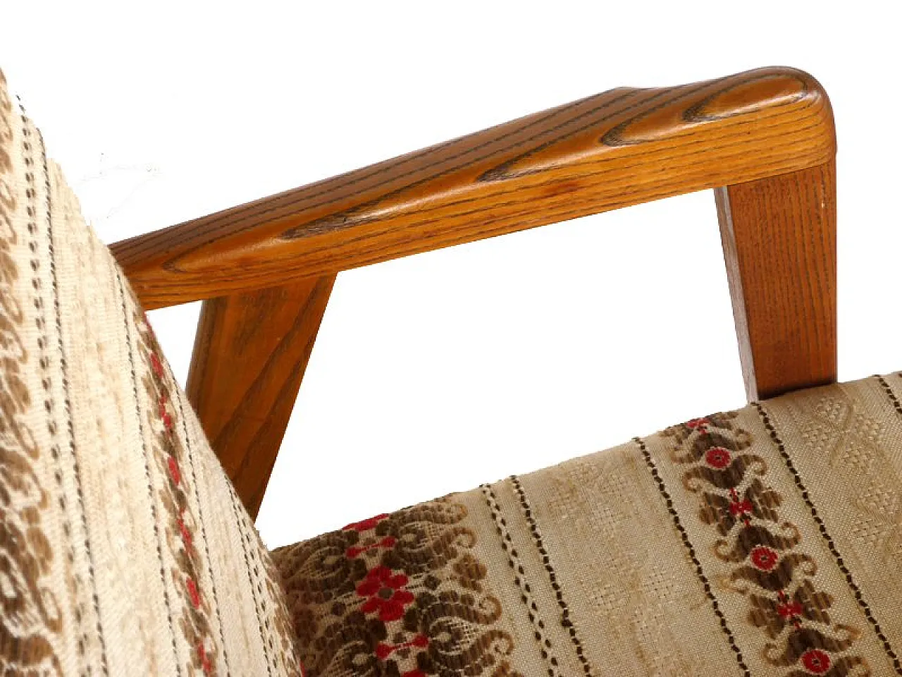 Poltrona in legno e tessuto, anni '50 5