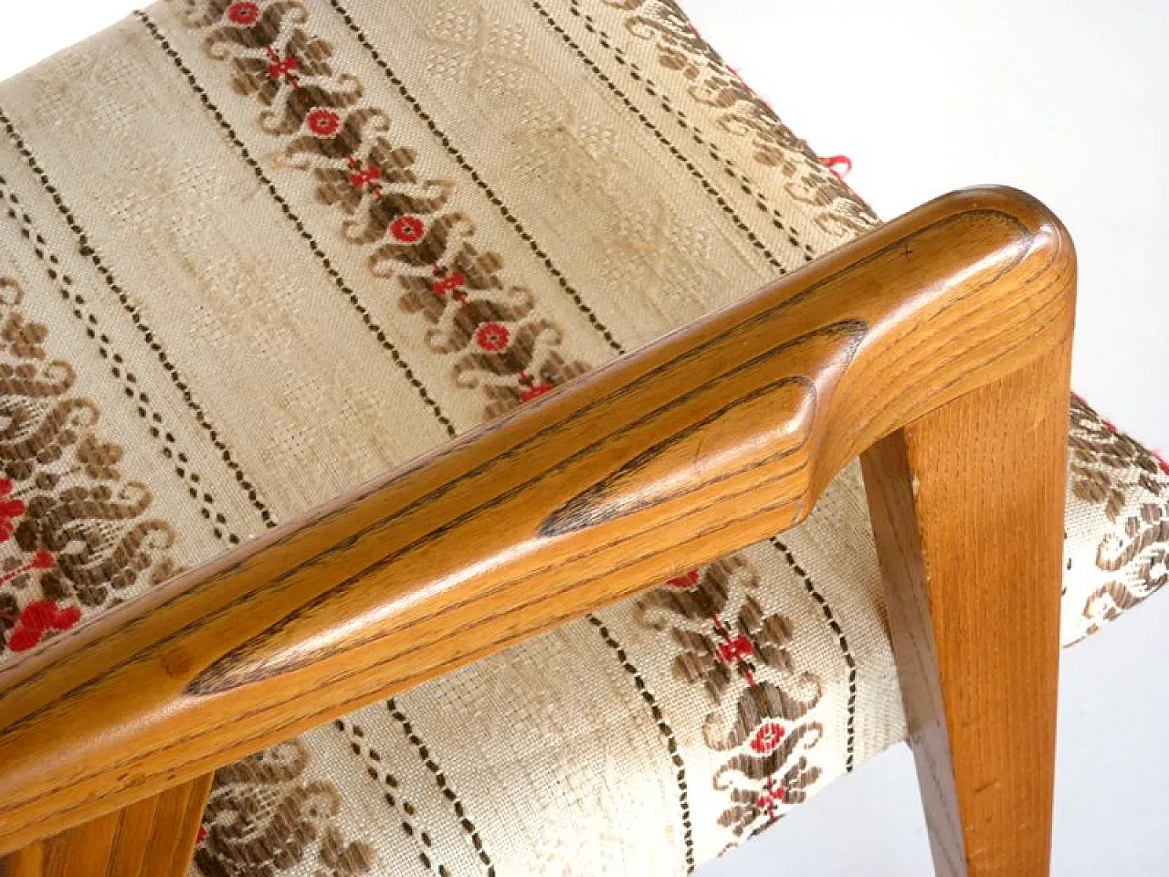 Poltrona in legno e tessuto, anni '50 6