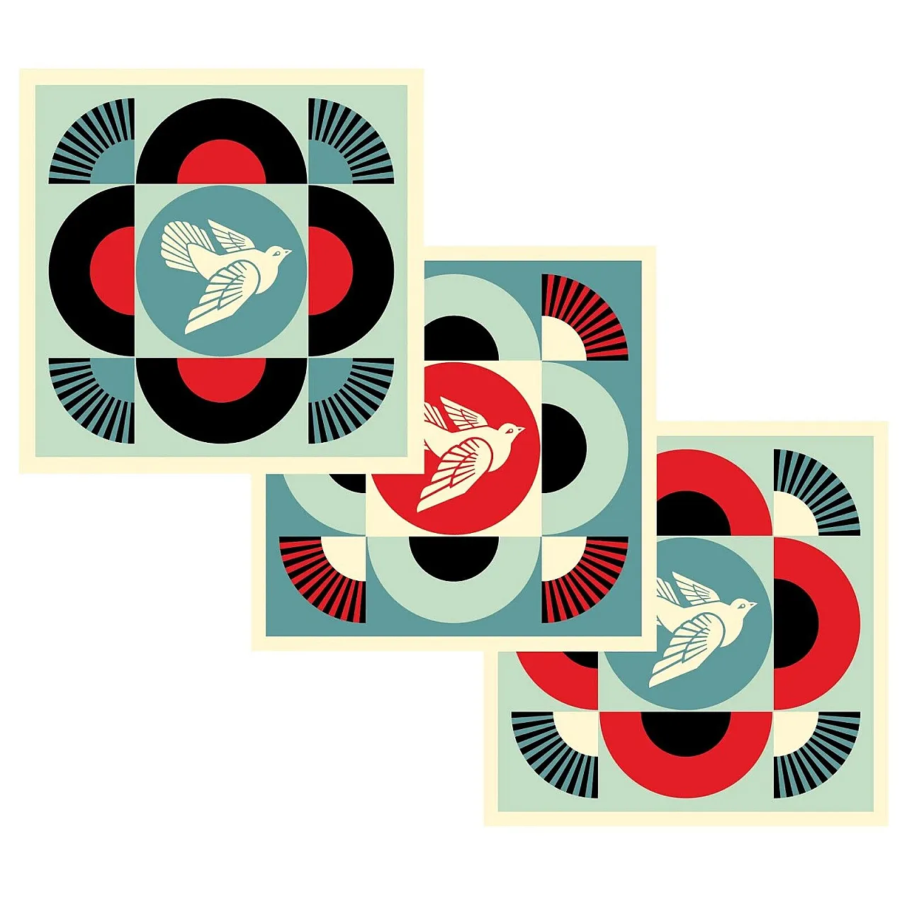 Shepard Fairey, GEOMETRIC DOVE SET, 3 litografie offset su carta, 2024 1