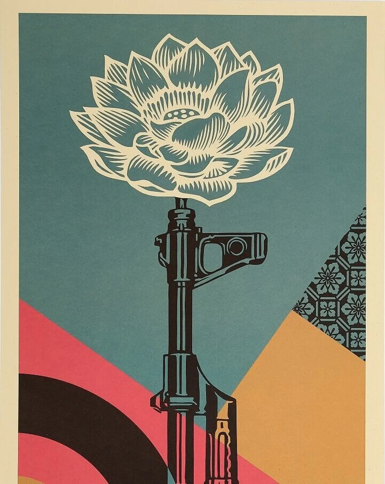 Shepard Fairey, 2025 - AK-47 LOTUS - Offset lithograph on thick paper 2