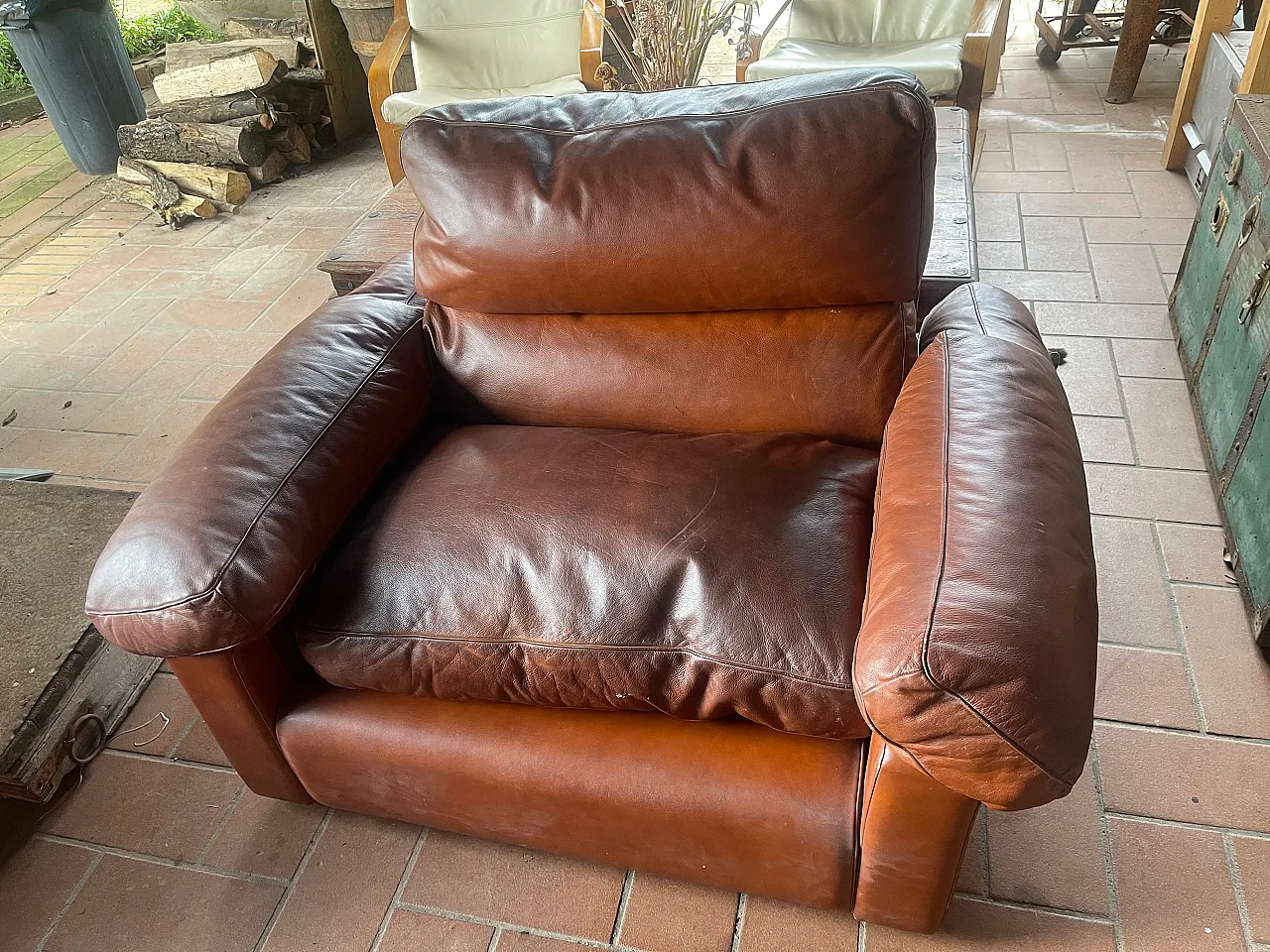 Frau Leather Armchair by Tito Agnoli for Poltrona Frau, 1980s 3