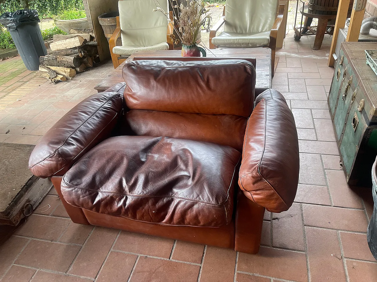 Frau Leather Armchair by Tito Agnoli for Poltrona Frau, 1980s 4