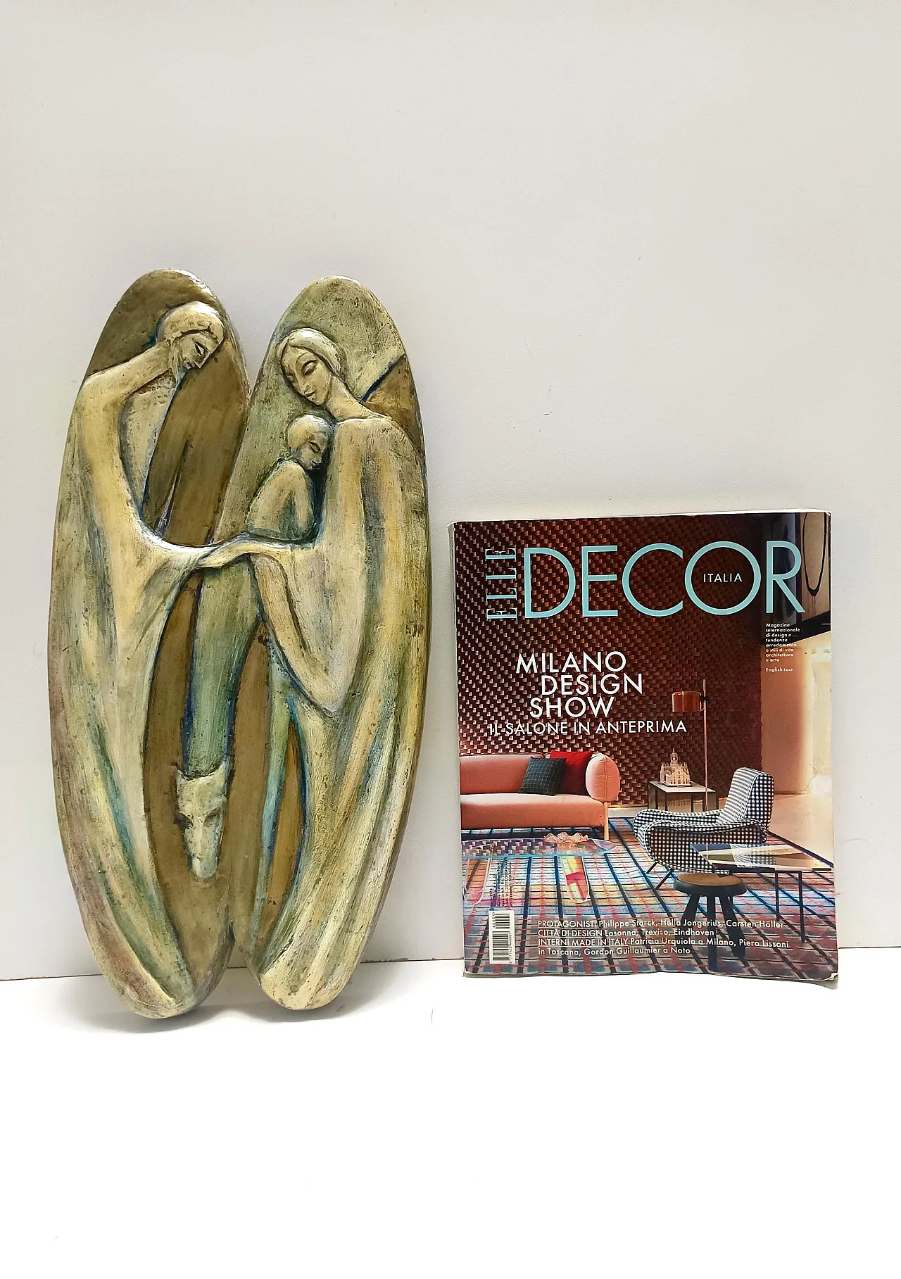 Holy Family Hand-Painted and Hand-Carved Beech Panel, 60s 2