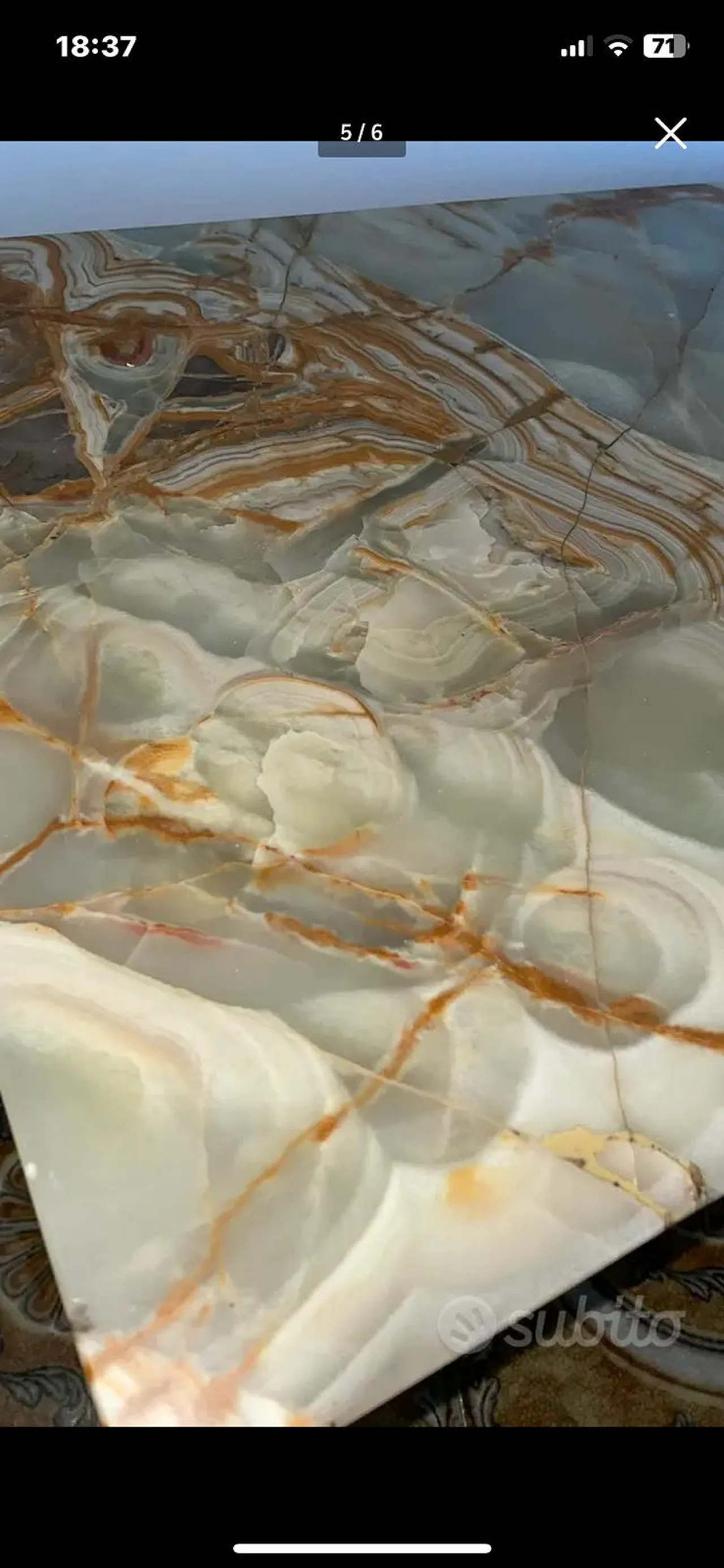 Coffe table in onix, 50s 1