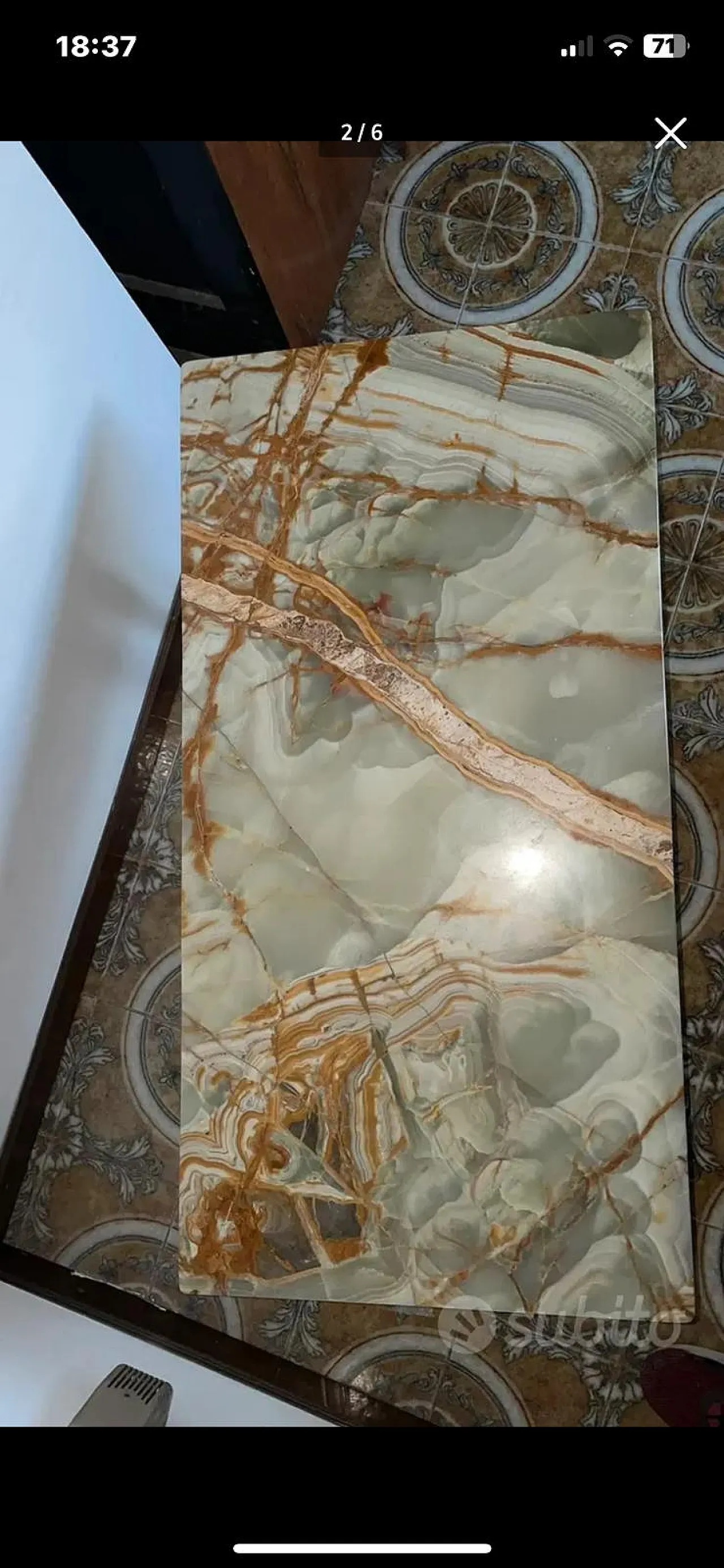 Coffe table in onix, 50s 3