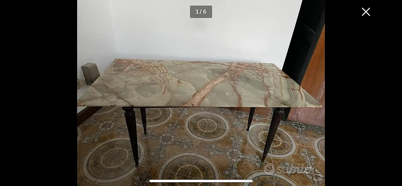 Coffe table in onix, 50s 4