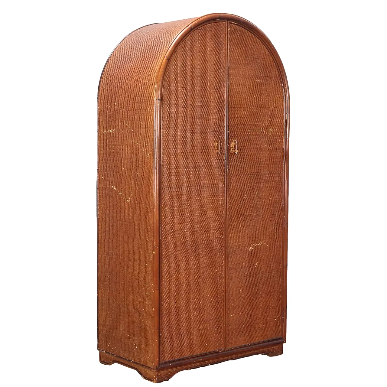 Wood and wicker wardrobe, 1970s 1