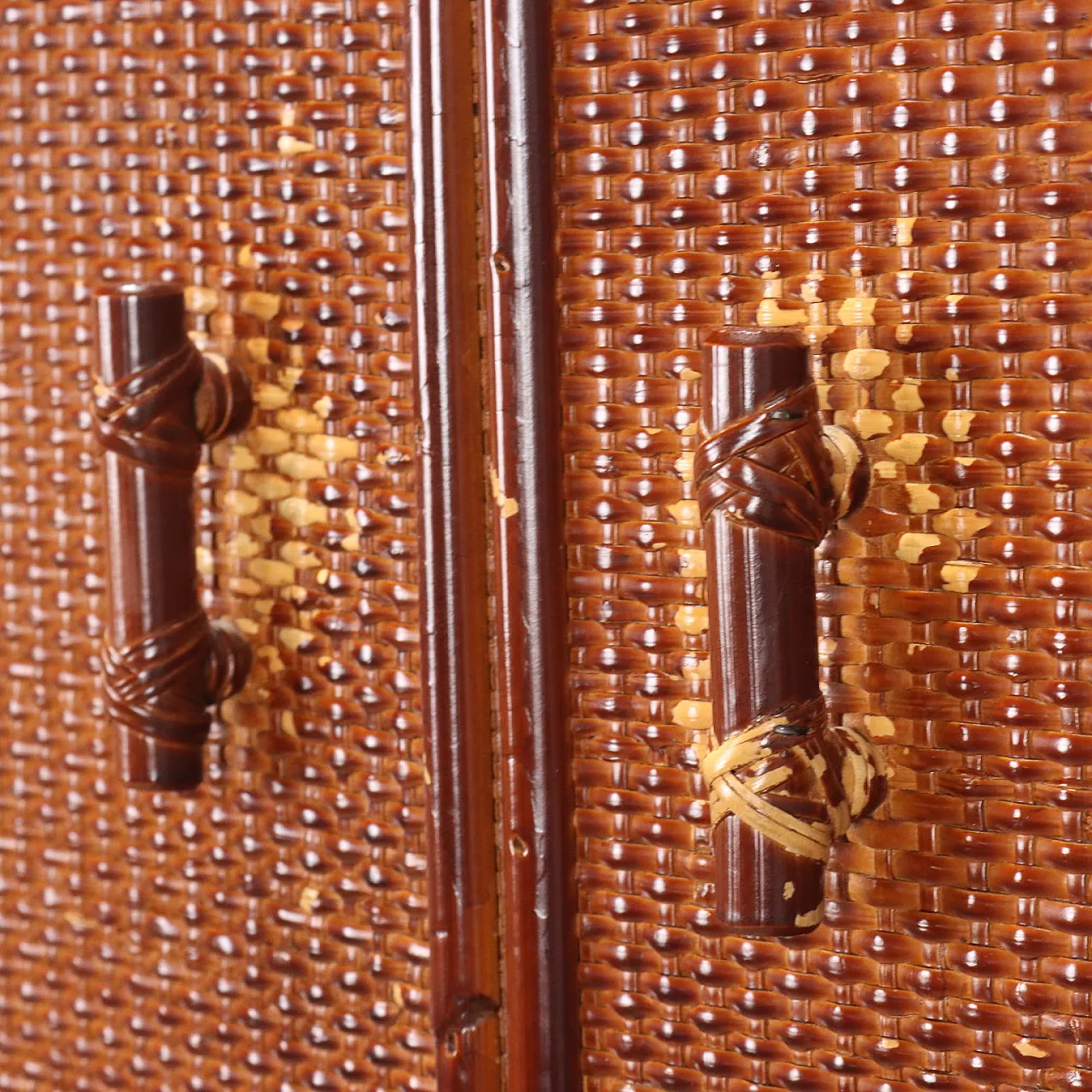Wood and wicker wardrobe, 1970s 4