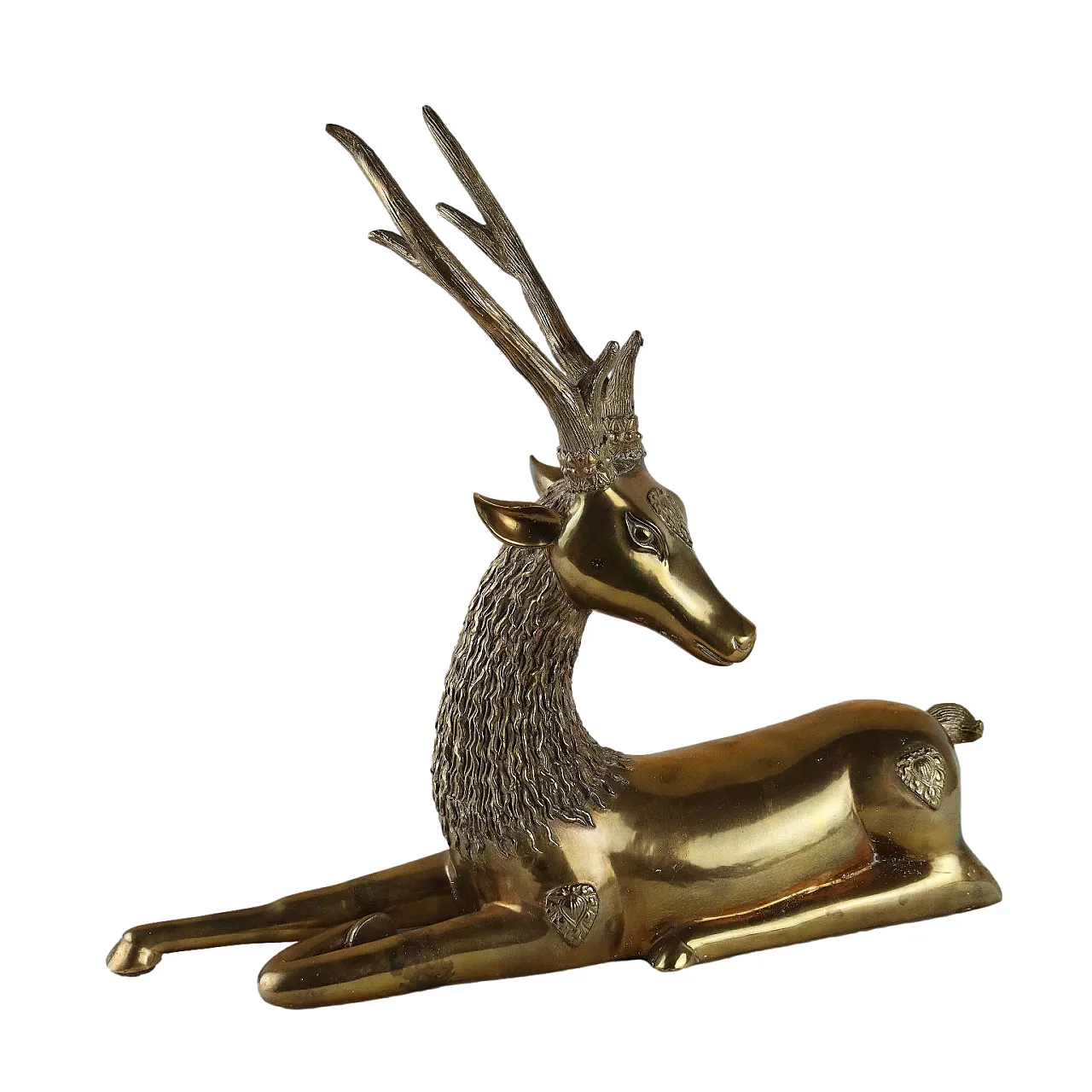 Polished brass deer sculpture by Sarreid, 1970s 1