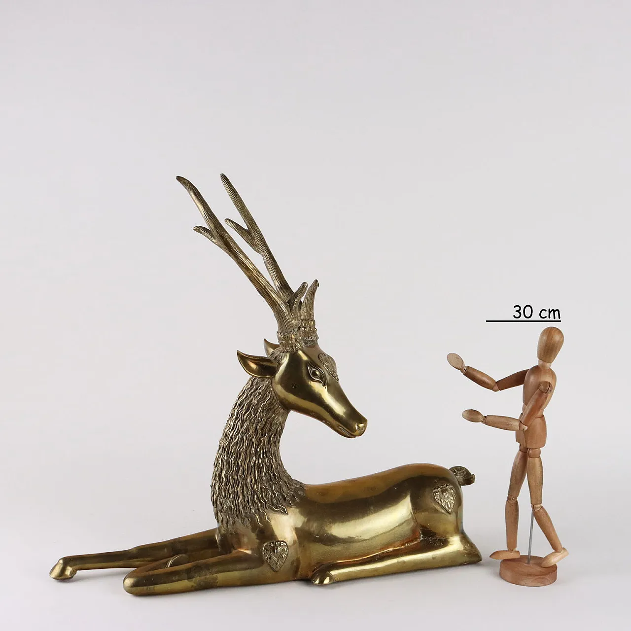 Polished brass deer sculpture by Sarreid, 1970s 2