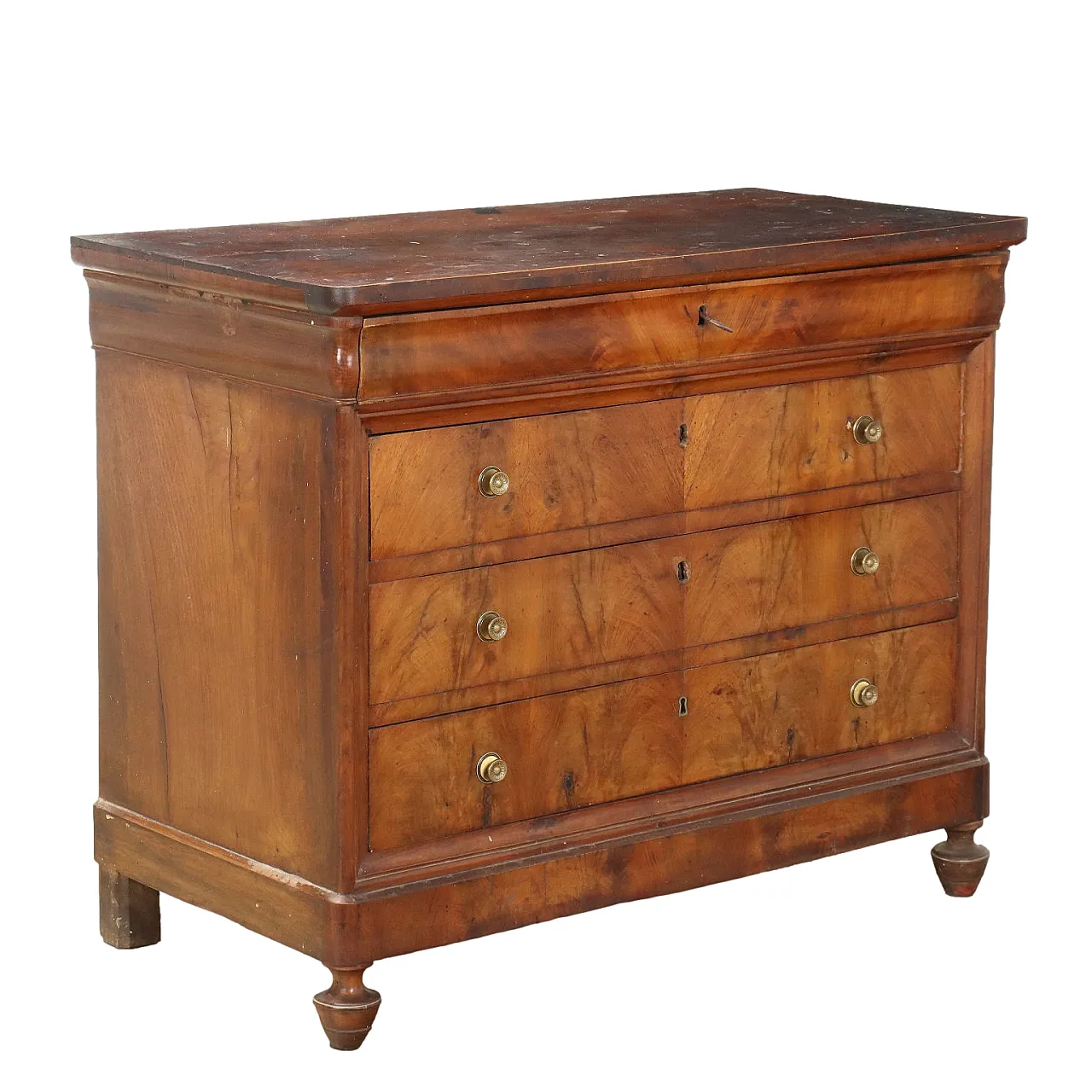 Louis Philippe chest of drawers in walnut, late 19th century 1