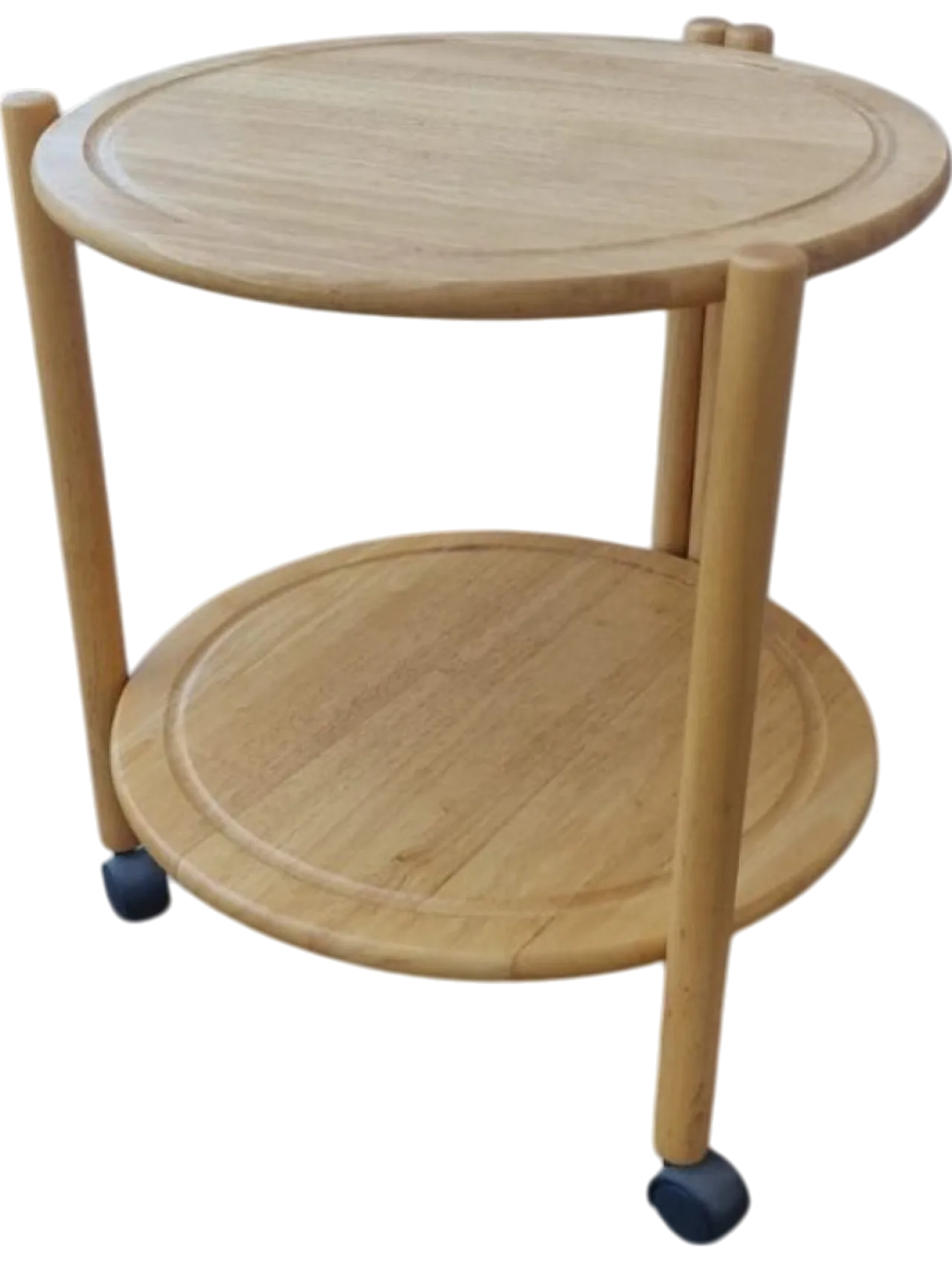 Tavolino da caffè in faggio pieghevole su ruote, Danimarca, anni '60 9