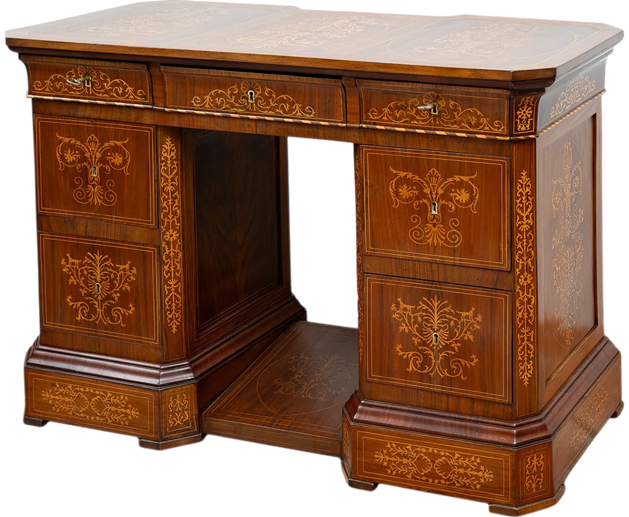 Smith Neapolitan desk in walnut root, 19th century 11