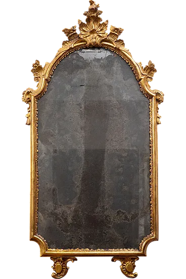 Specchiera Luigi XV Napoletana in legno dorato e intagliiata, '700
