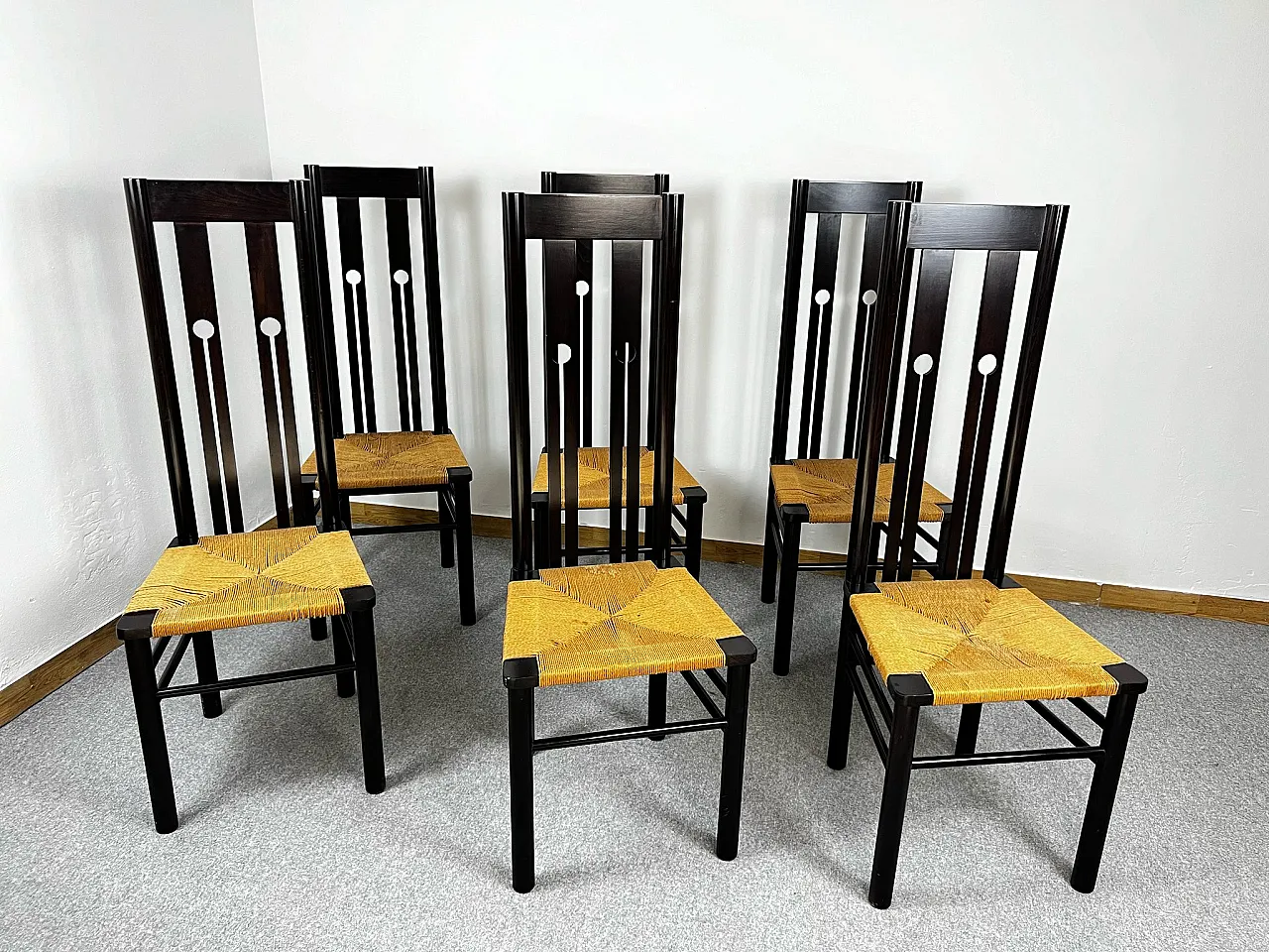 Set 6 chairs with high back 1