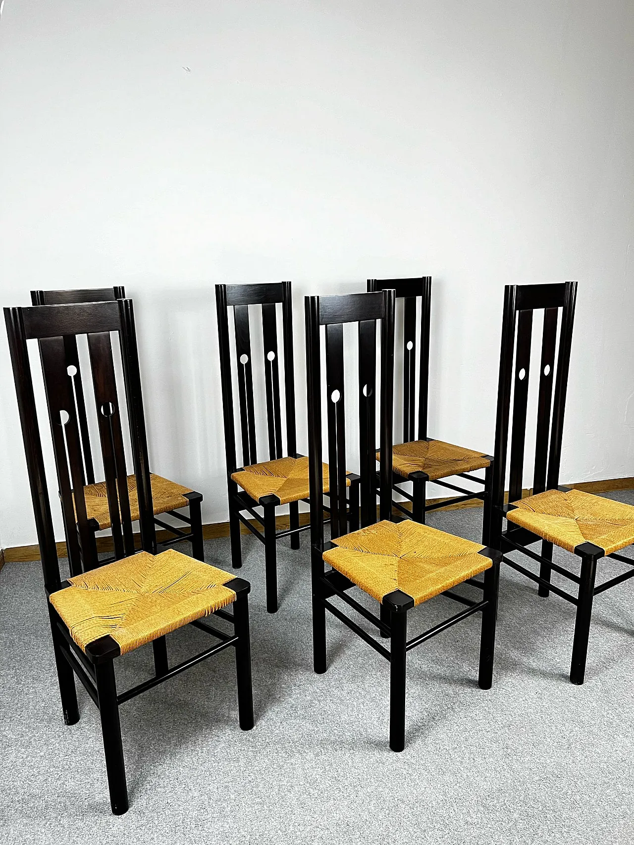Set 6 chairs with high back 2