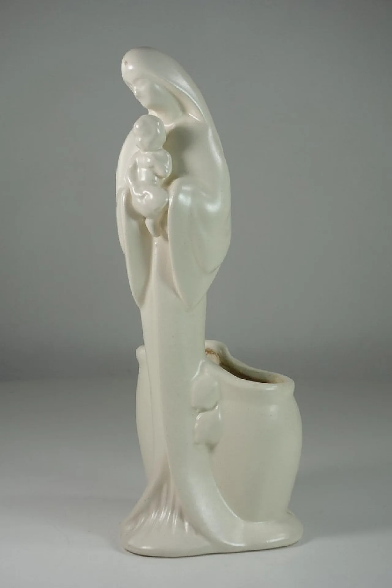 Statua Madonna antica Art Nouveau in ceramica di Haeger, primo '900 2