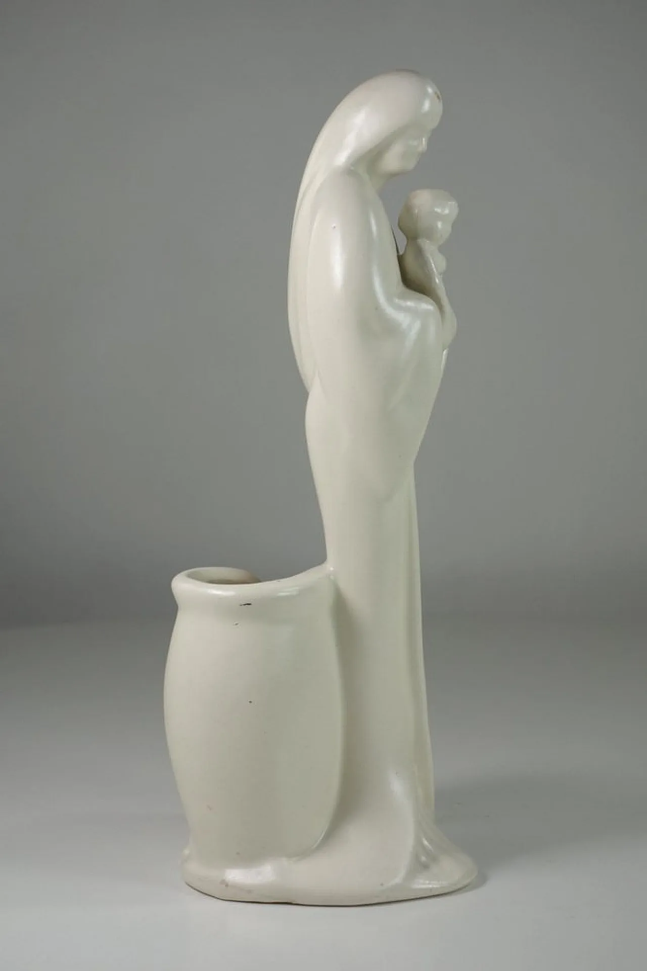 Statua Madonna antica Art Nouveau in ceramica di Haeger, primo '900 3