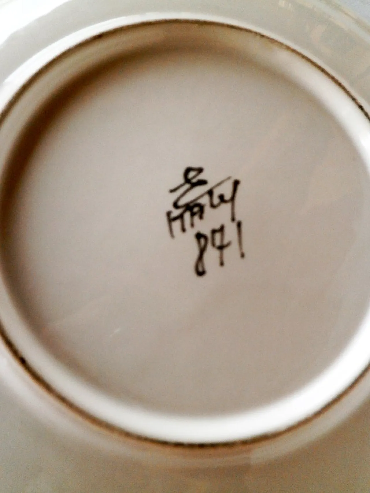 Piatto floreale in ceramica di Ernestine Salerno, anni '50 4