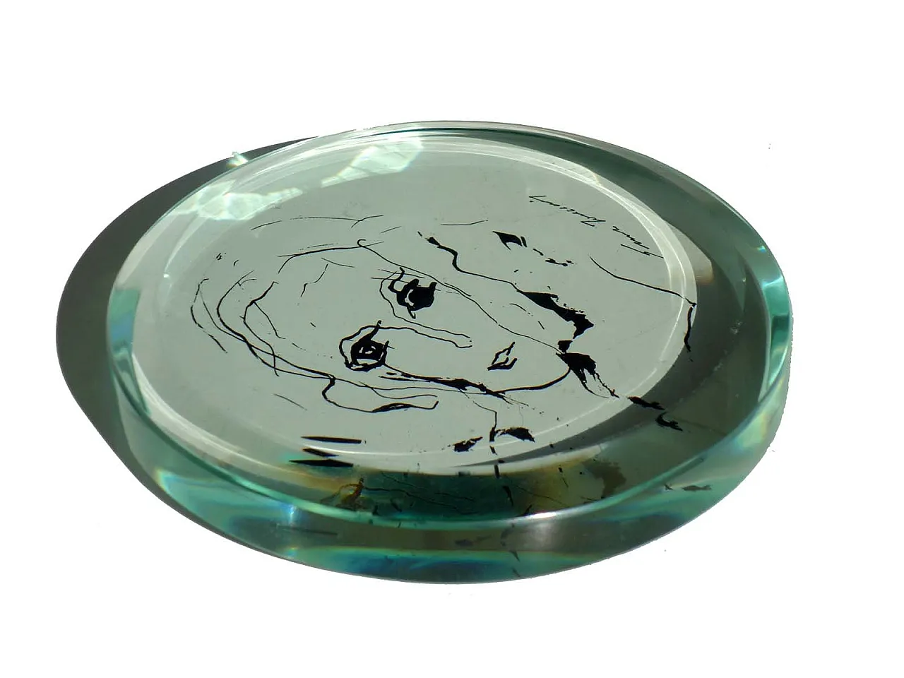 Fermacarte Serigraph in cristallo di Ernesto Treccani, anni '70 2