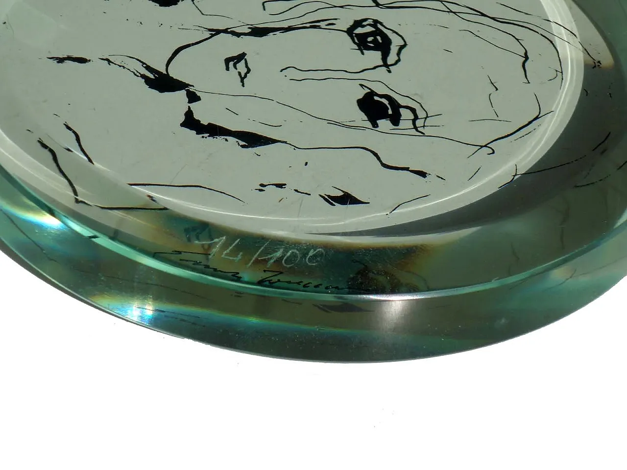 Fermacarte Serigraph in cristallo di Ernesto Treccani, anni '70 3