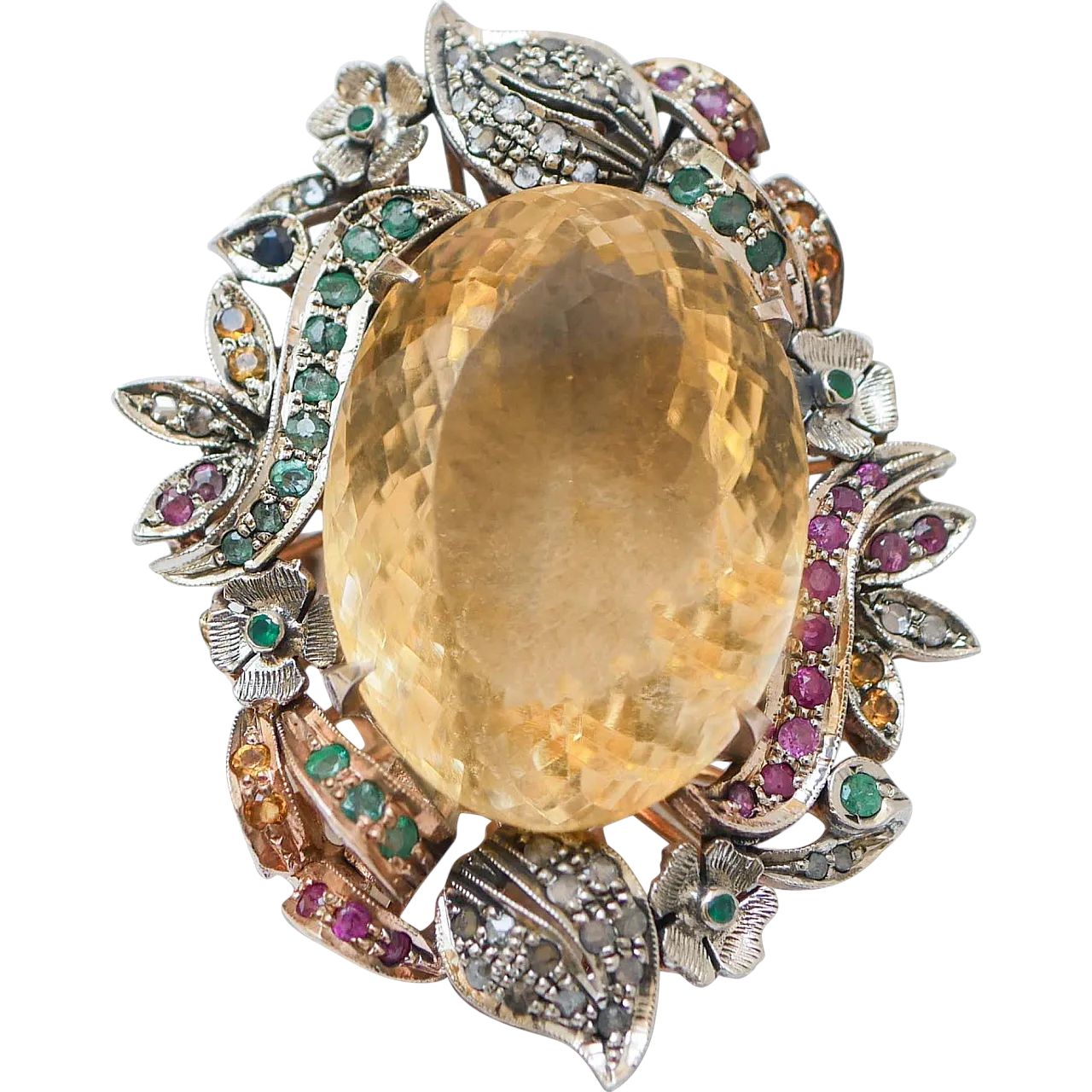 Ring with topaz, rubies, emeralds, sapphires, diamonds, 1970s 6