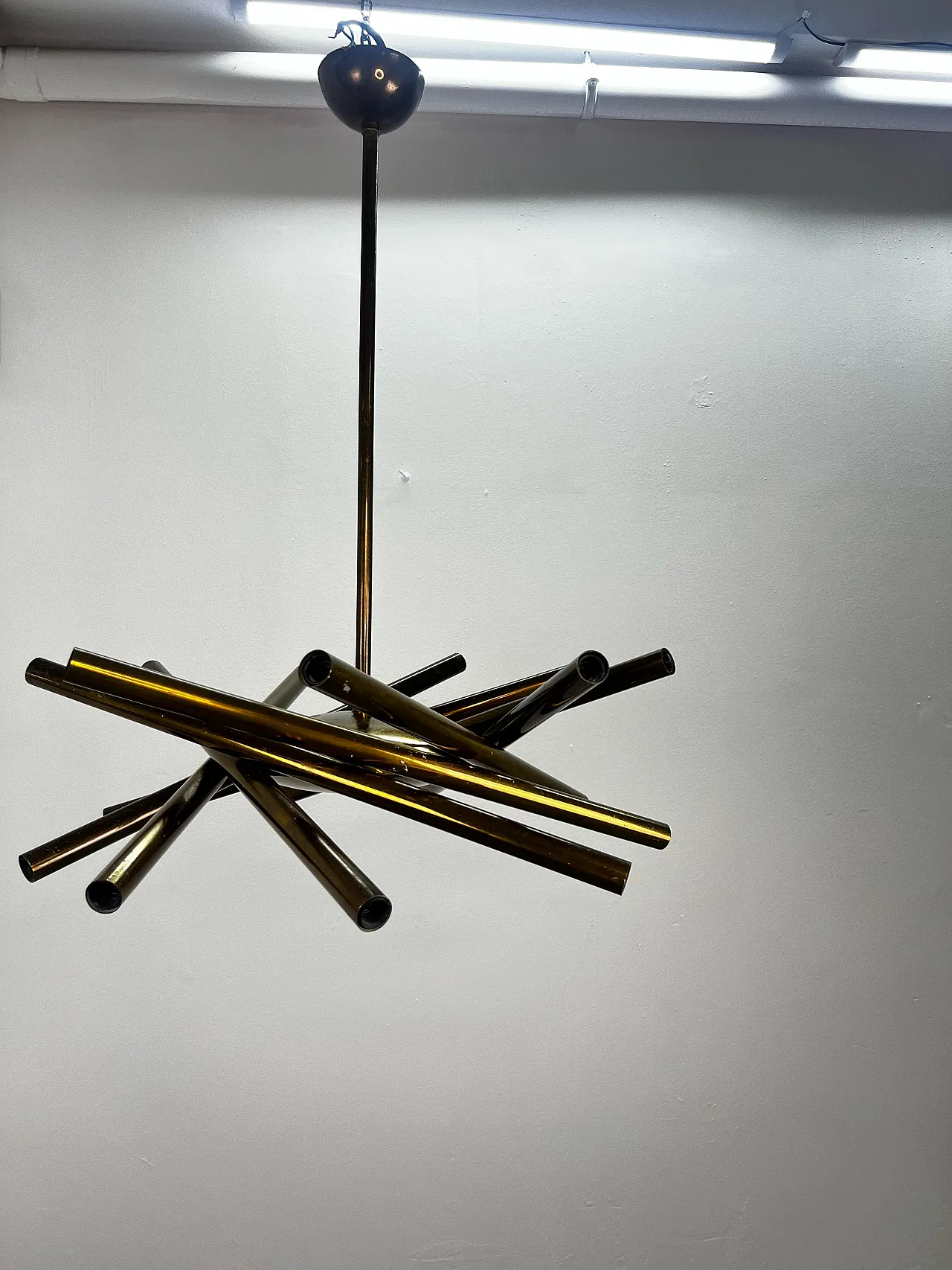 Lampadario in ottone Sputnik, anni '70 3