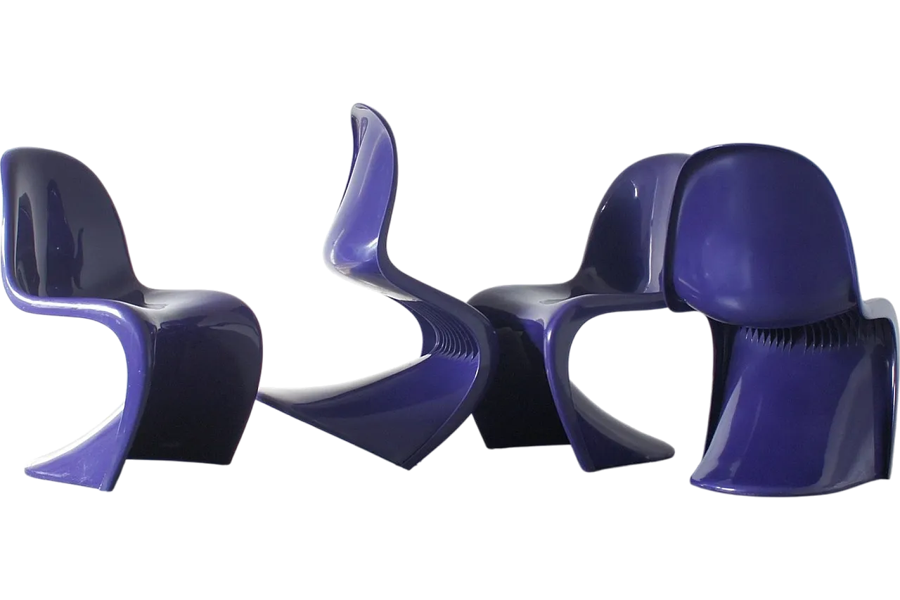 4 Sedie Panton di Verner Panton per Herman Miller/Felhbaum, anni '70 10