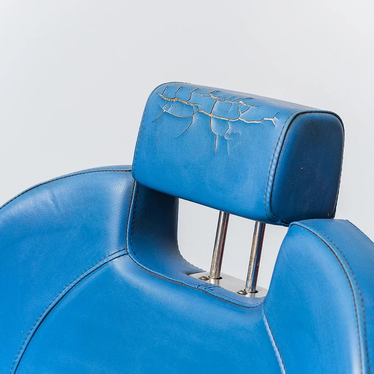 Pair of armchairs from barber in blue eco -leather, 80s 7