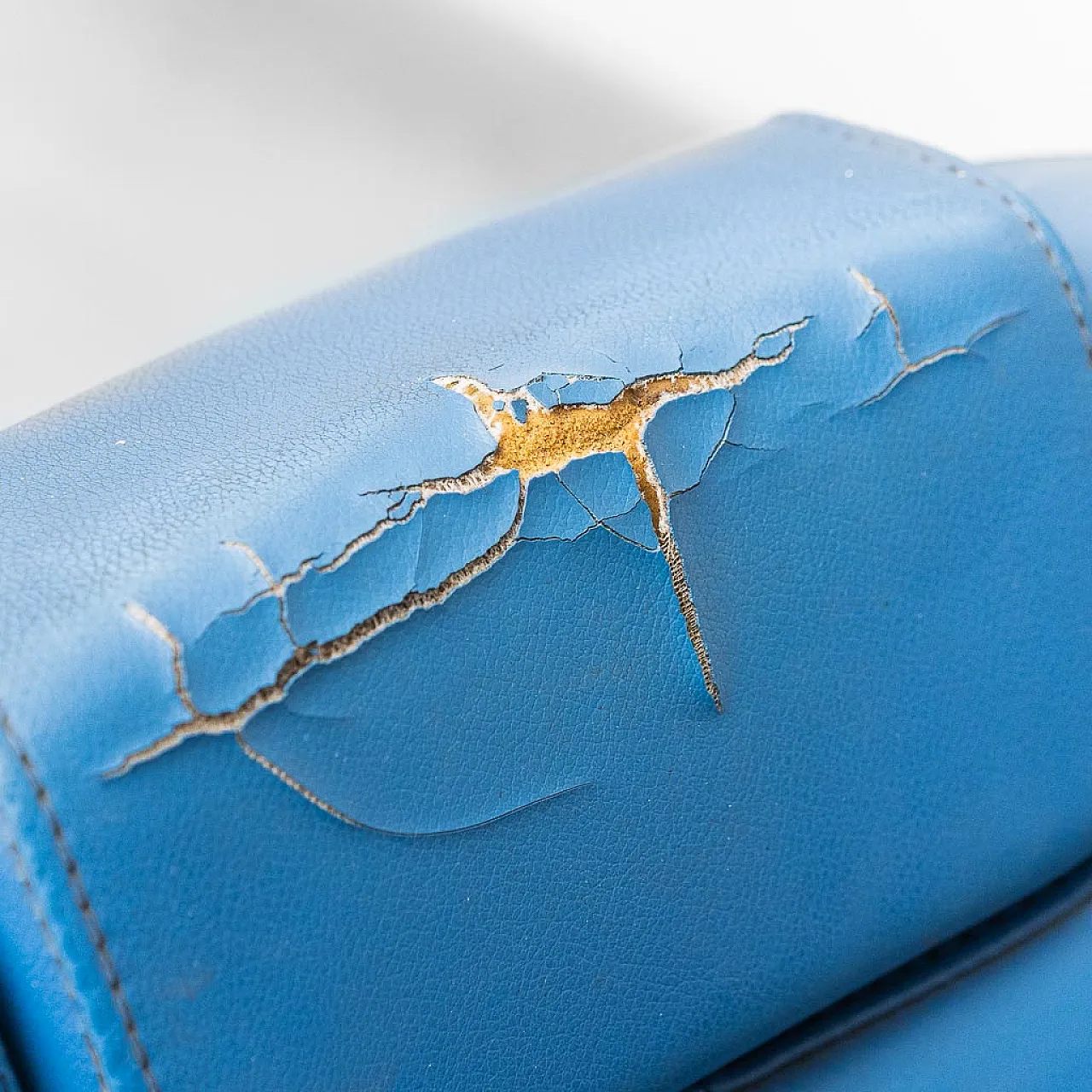 Pair of armchairs from barber in blue eco -leather, 80s 10