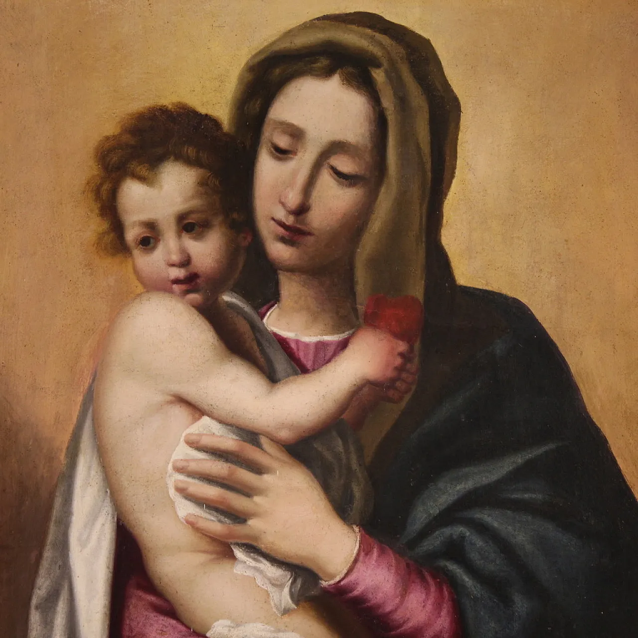 Madonna and Child, oil painting on canvas, 17th century 3