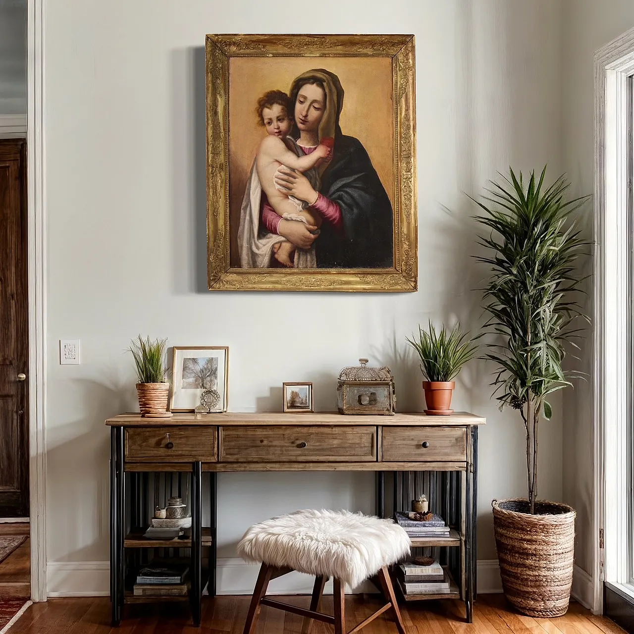 Madonna and Child, oil painting on canvas, 17th century 4