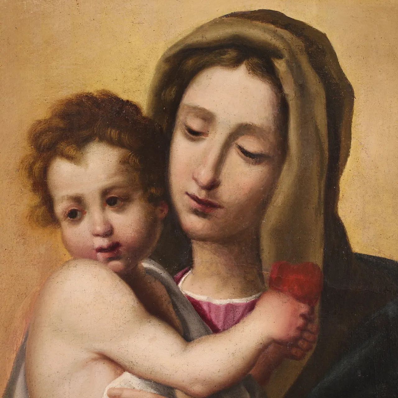 Madonna and Child, oil painting on canvas, 17th century 5