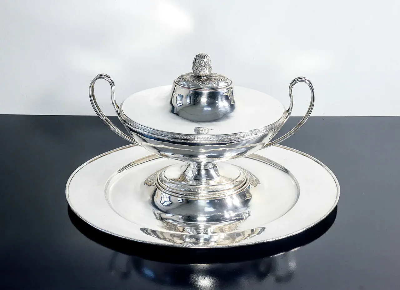 Zuppiera con vassoio in Old Sheffield, primo '800 1