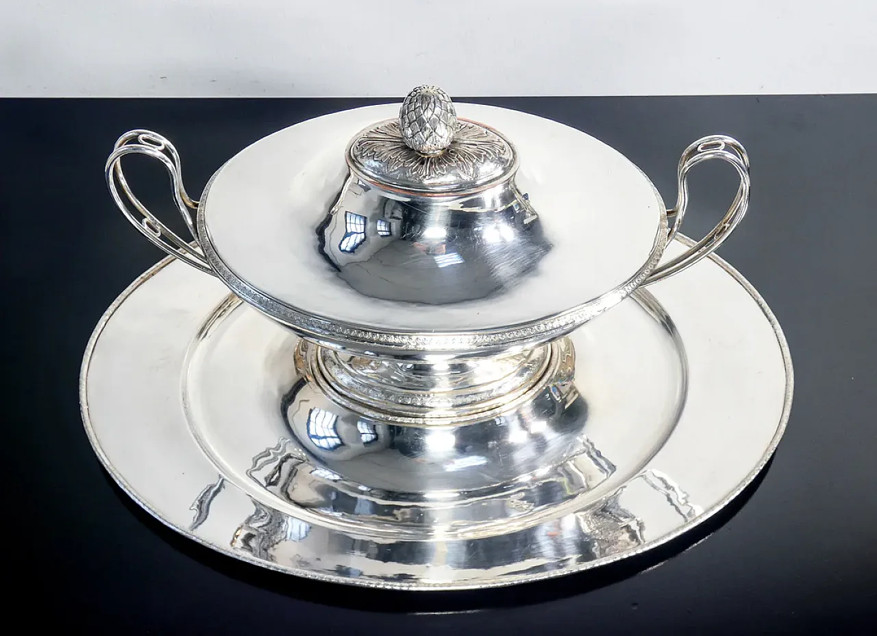 Zuppiera con vassoio in Old Sheffield, primo '800 2