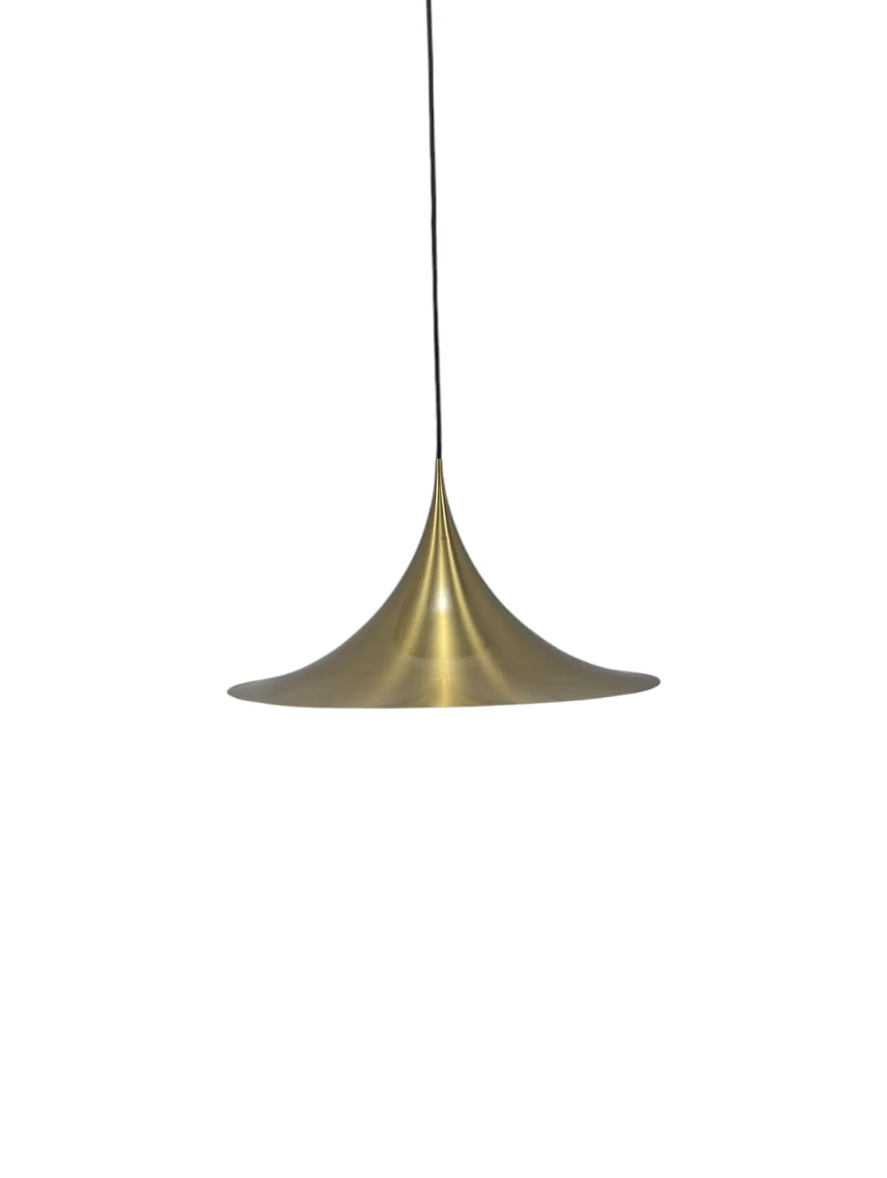 Lampada a sospensione in ottone a forma cono, anni '70 1