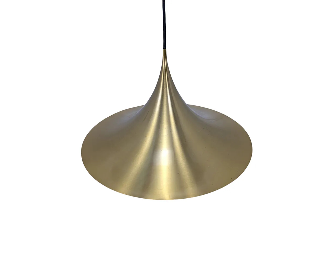 Lampada a sospensione in ottone a forma cono, anni '70 2