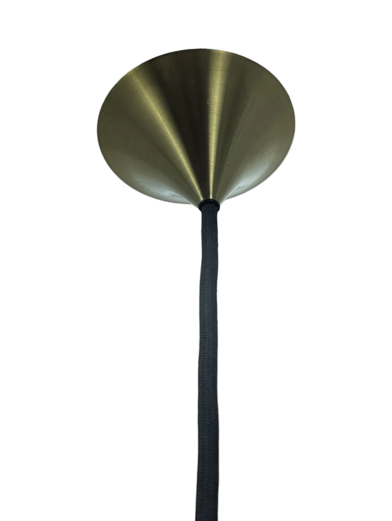 Lampada a sospensione in ottone a forma cono, anni '70 4