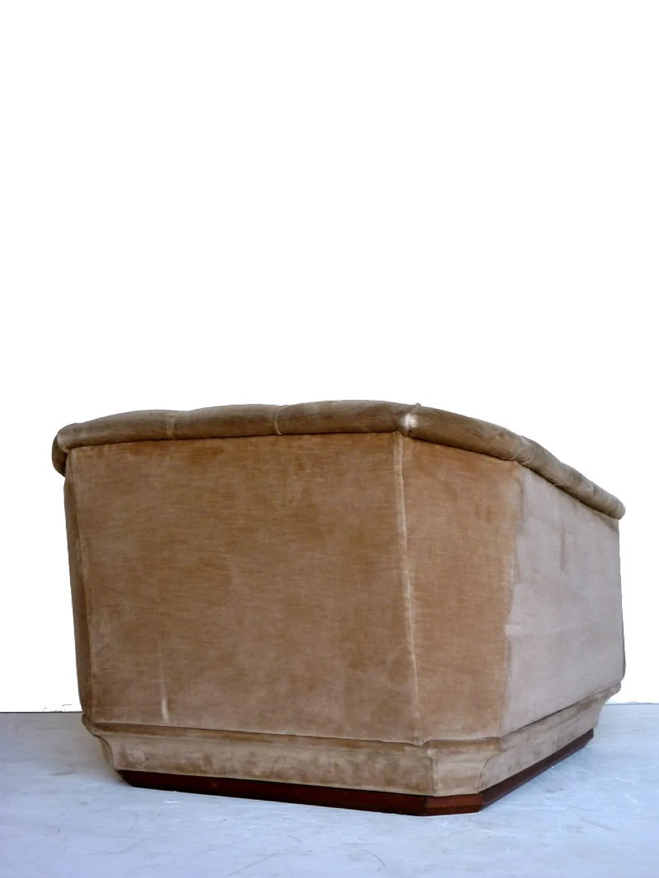 Coppia di poltrone in legno e velluto, anni '40 4