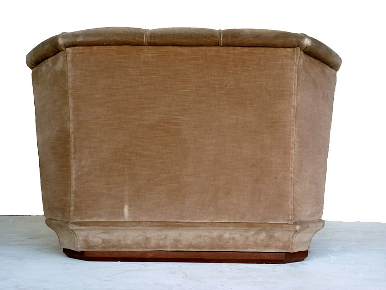 Coppia di poltrone in legno e velluto, anni '40 7