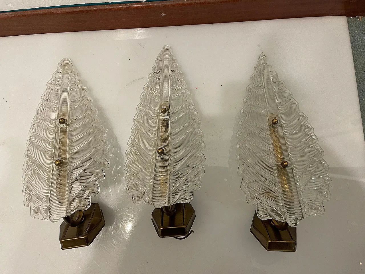 Pair of Murano Glass Sconces From Barovier, 1950s 2