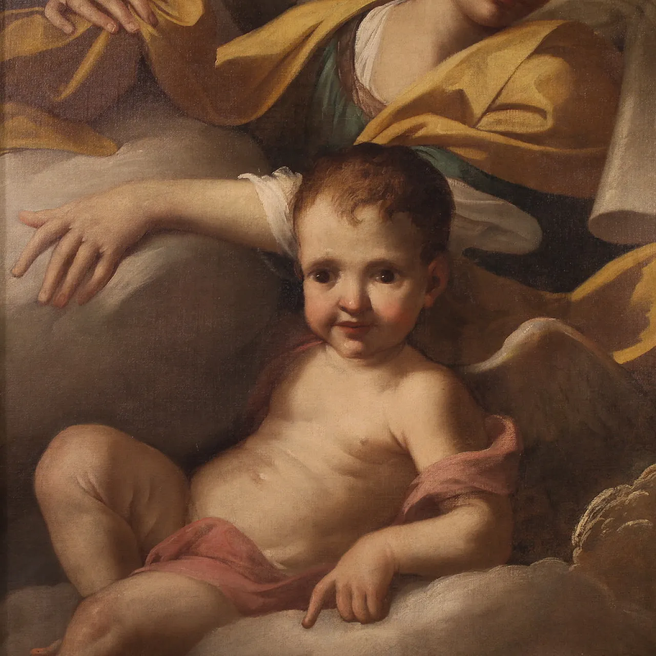 Italian oil painting with Angels in the clouds, 18th century 4