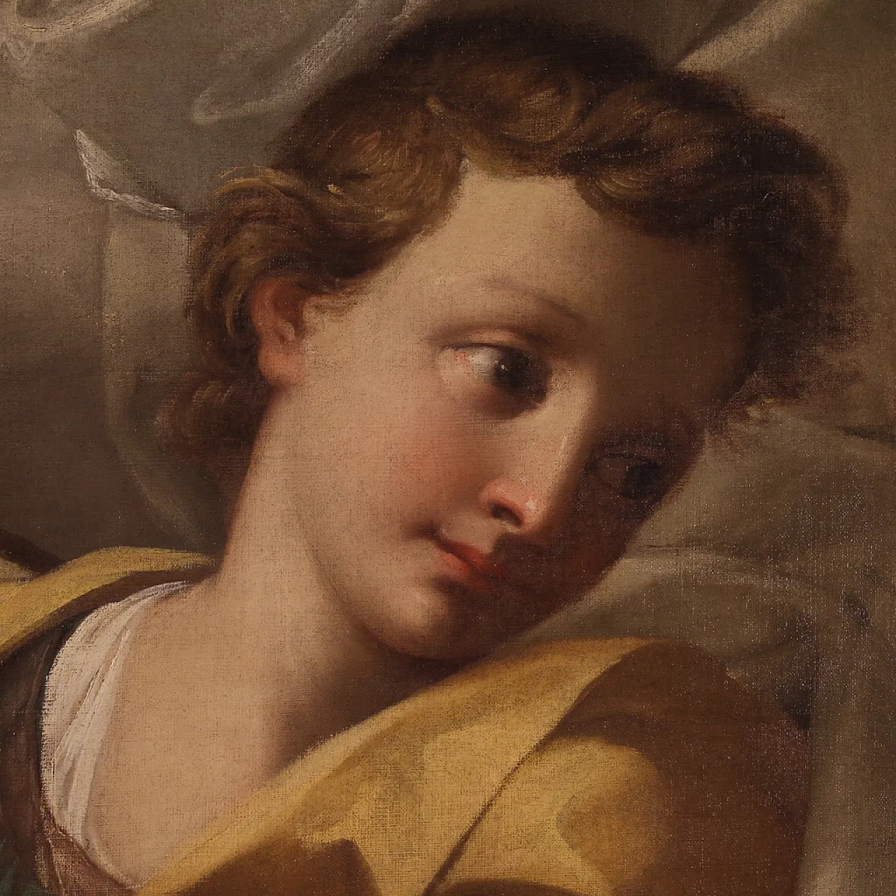 Italian oil painting with Angels in the clouds, 18th century 5