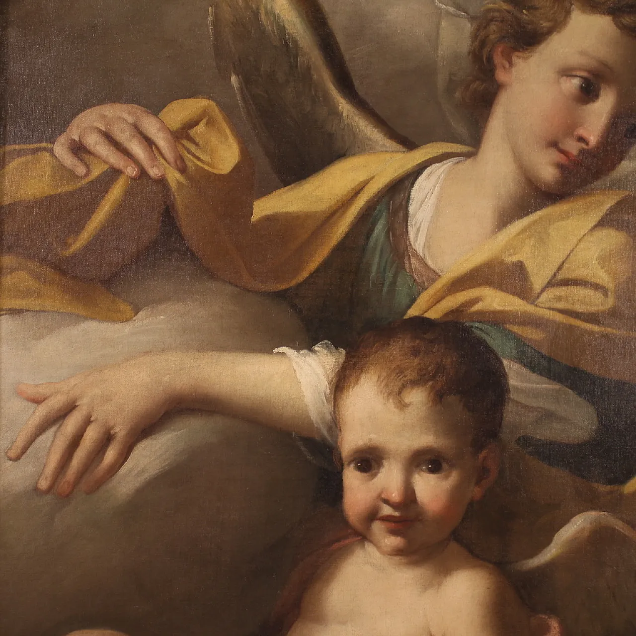 Italian oil painting with Angels in the clouds, 18th century 8