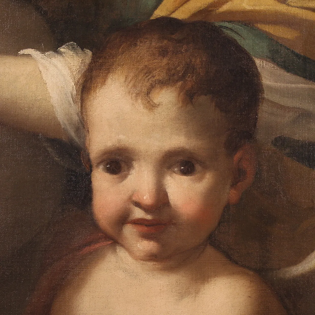 Italian oil painting with Angels in the clouds, 18th century 10